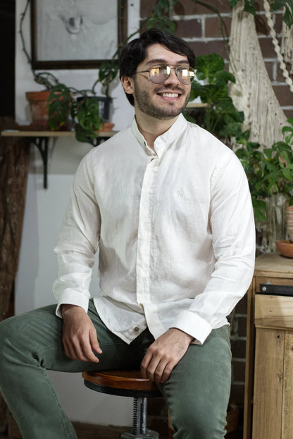 Camisa Insignia blanco crema 100% lino Hombre y Mujer