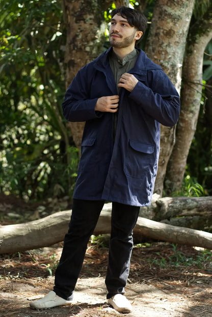 chaqueta parka azul naturaleza